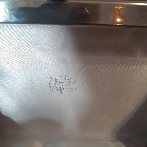 Vintage 1960s Leather And Satin Metallic Silver Bix Bag - Picture 5 of 16